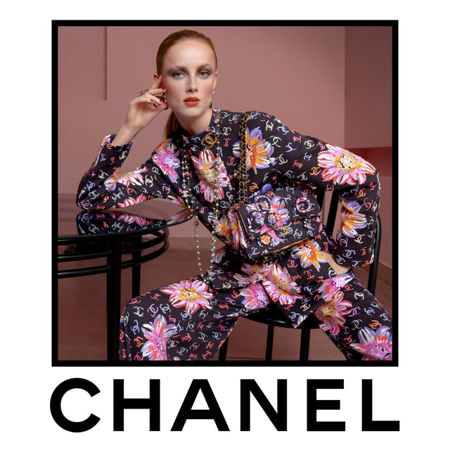model Rianne Van Rompaey in the CHANEL Spring-Summer 2024 Ready-to-Wear collection campaign wearing blooming motifs  