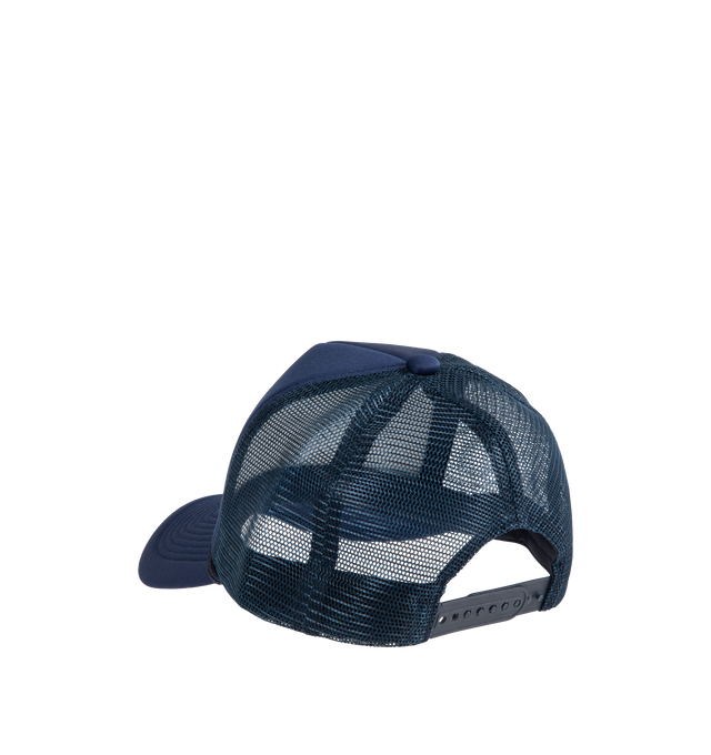 Image 2 of 2 - NAVY - GALLERY DEPT. Logo Trucker Hat featuring adjustable buckle fastening, trucker style, mesh sides, curved peak and logo at front.