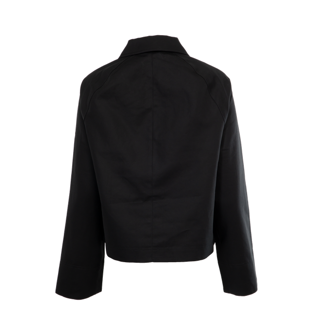 Image 2 of 3 - BLACK - TOTEME Cropped Cotton Jacket featuring wide and boxy silhouette, ample raglan sleeves, silver-tone zipper and snap buttons, utilitarian flap pockets and tonal lining. 100% organic cotton. 