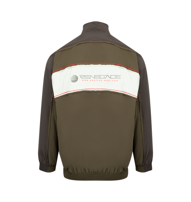 Image 2 of 3 - GREEN - MARTINE ROSE Layered Track Jacket featuring front zip fastening, high neck, long sleeves and elasticated hem. 100% polyamide.