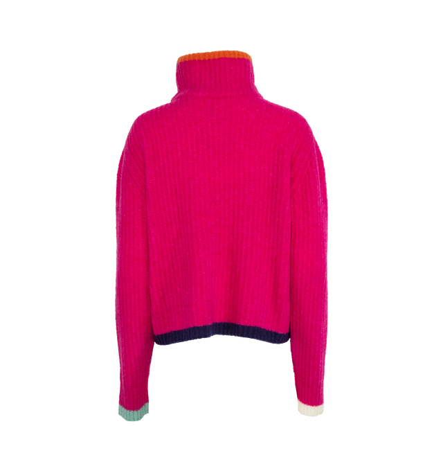 COLOR TRIMMED KNIT TURTLE NECK