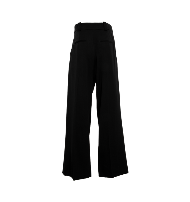 Image 2 of 4 - BLACK - KHAITE Simone Pant featuring mid-rise, reverse pleats, relaxed leg, wider waistband, inset side pockets, and welt pockets. 77% virgin wool, 23% viscose. 
