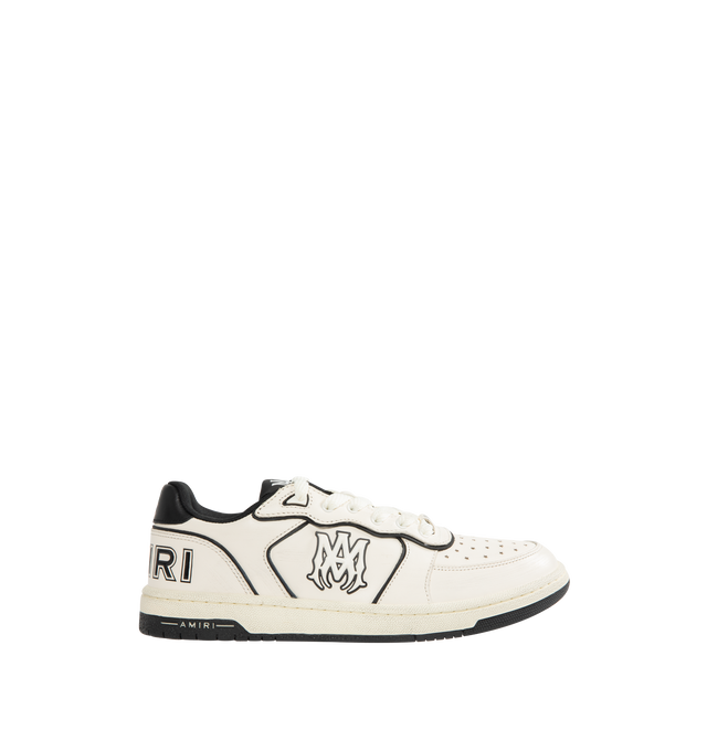 Image 1 of 5 - WHITE - AMIRI Newport Sneaker featuring smooth leather with a signature star perforation on the toe, logo detail on the sidewall, lace-up fastening and round-toe.