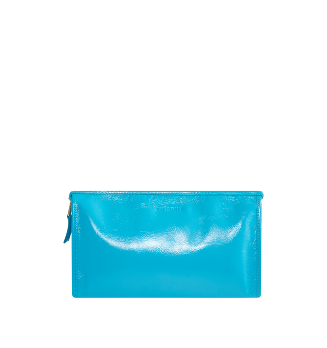 Image 1 of 3 - BLUE - WILLY CHAVARRIA Chilango Clutch featuring a gold zipper closure, fully lined interior, subtle logo embossing and refined edge stitching. 11 W x 7 H x 3.5 D in. Leather. Made in Italy.