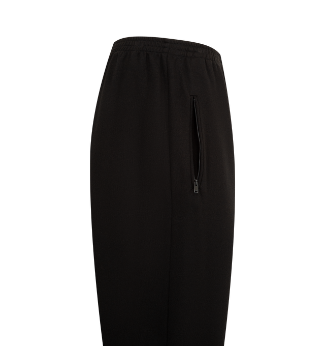 Image 3 of 3 - BLACK - THE ROW Zaven Pant featuring relaxed pull-on pant in cotton and cashmere French terry with straight leg, elasticated waistband and hem and vertical side zip pockets. 84% cotton, 16% cashmere. Made in Italy.