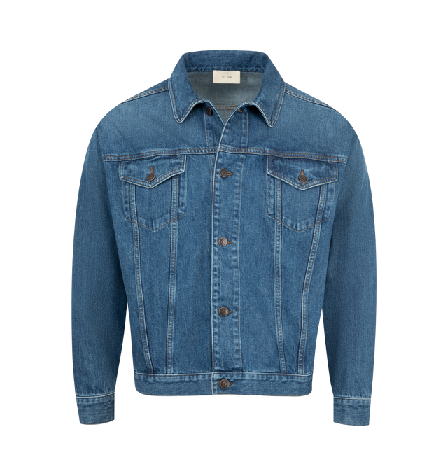 Image 1 of 2 - BLUE - THE ROW Seb Jacket featuring classic denim jacket in garment treated denim with two front patch pockets, angled front seams, and front button placket. 100% cotton. Made in Italy.