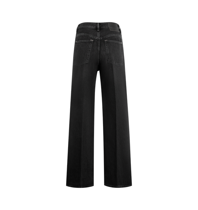 Image 2 of 3 - BLACK - ACNE STUDIOS 2022 Regular Fit Jeans featuring regular fit, high waist, wide leg, long length, 5-pocket construction and zipper fly. 100% cotton.