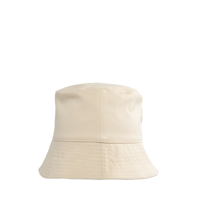 Image 1 of 2 - WHITE - MONCLER Logo Patch Bucket Hat featuring classic felt logo patch, flat crown and downturn brim. Cotton/elastane. Made in Bulgaria.