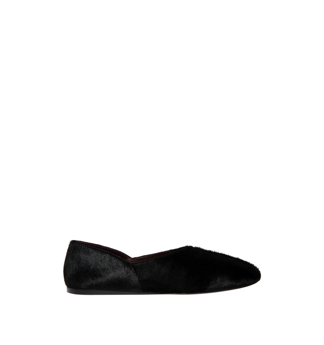 Image 1 of 4 - BLACK - KHAITE Jane Flat featuring a slipper-like flat, padded insole for cloud-like comfort and signature gold staple detail at rounded vamp. Made in Italy.