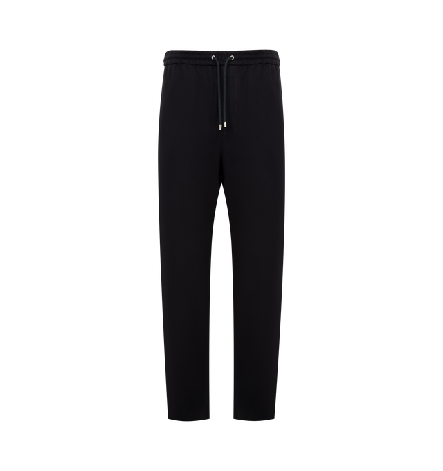 Image 1 of 3 - NAVY - LOEWE Drawstring trousers in medium-weight wool flannel featuring contrast piping at the sides, regular fit, regular length, mid waist, straight leg, elasticated drawstring waist, concealed zip fly, vertical welt pockets, zipped rear welt pocketAnagram embroidery placed at the back. Wool. Made in Italy.