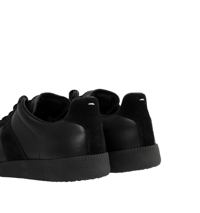 Image 3 of 5 - BLACK - MAISON MARGIELA Replica Sneakers featuring logo label on the tab, stitching at the back, internal Replica label, internal elastic, all-over logo insole and lace up closure. 100% calf leather. Rubber sole. Made in Italy.
