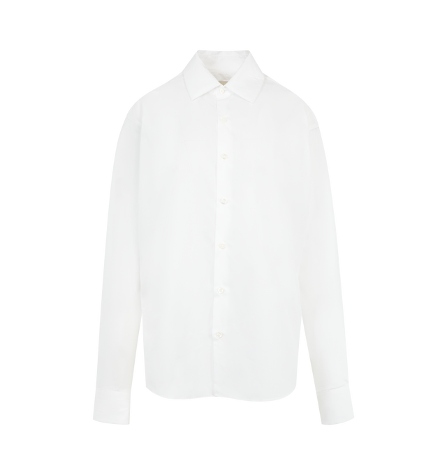 Image 1 of 2 - WHITE - COMME SI La Shirt Classica featuring front button closure, buttoned cuffs, poplin fabric and classic collar. 100% cotton. Made in USA.