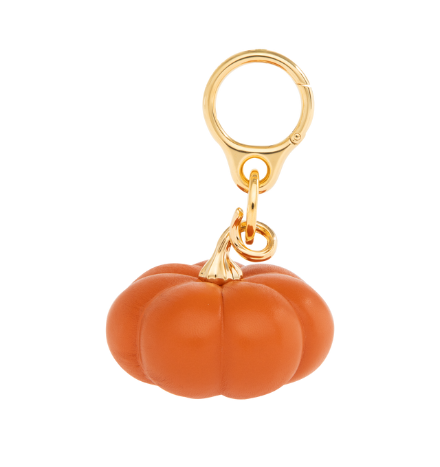 Image 1 of 2 - ORANGE - Loewe Pumpkin charm in lambskin and brass featuring dogclip fastening. 10 cm x 7 cm. Made in Spain.