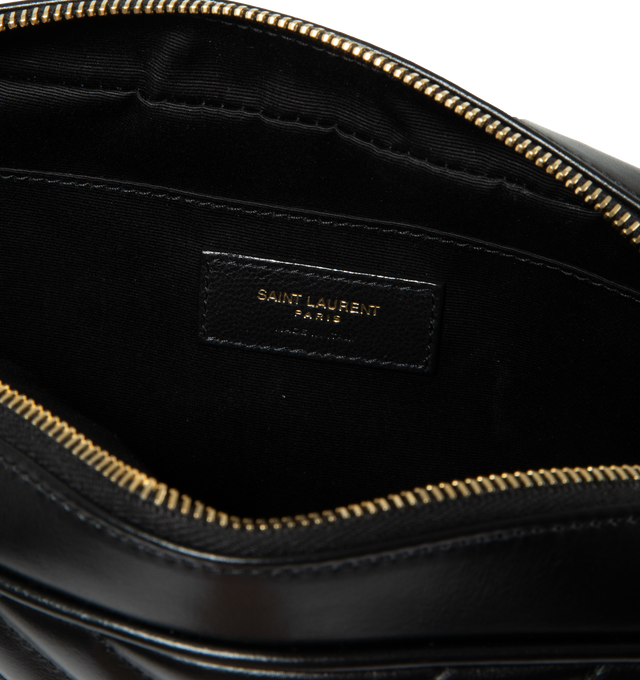 Image 3 of 3 - BLACK - SAINT LAURENT Lou quilted handbag featuring gold hardware. Dimensions: 9 X 6.2 X 2.3 inches. 100% leather. Made in Italy.  