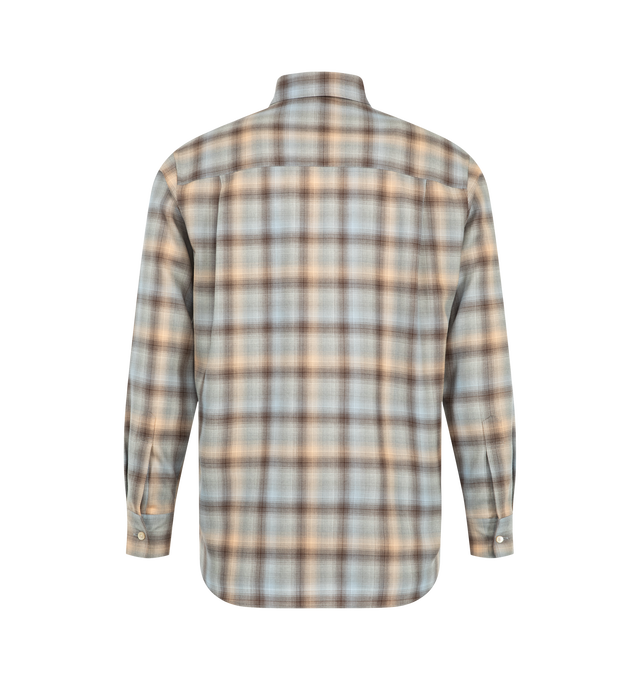 Image 2 of 2 - MULTI - Auralee Men's Super Light Wool Check Shirt is crafted from a lightweight wool check fabric woven from Super 120's ultra-fine worsted wool yarns and features a relaxed-fit silhouette. Main Material: Wool.