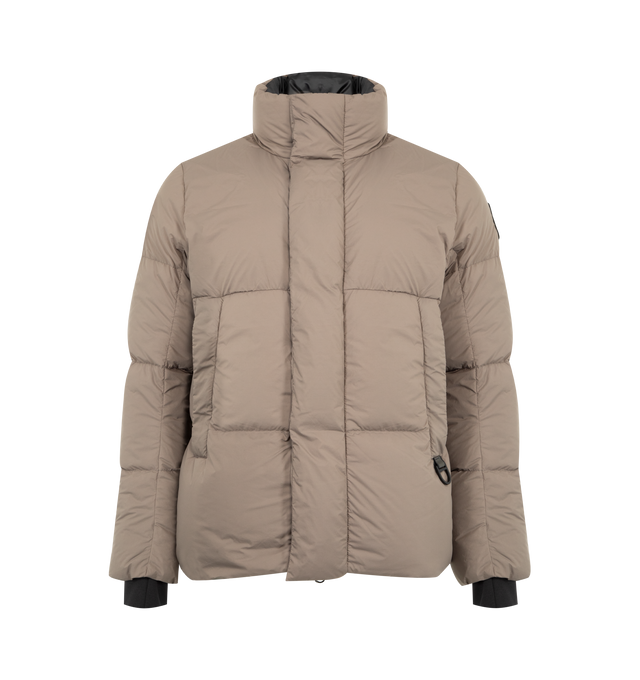 Image 1 of 4 - BROWN - CANADA GOOSE Everett Hooded Puffer featuring recessed rib-knit cuffs, placket overtop two-way zipper, hem with interior drawcord, two exterior pockets: fleece-lined handwarmer pockets with zipper closures and three interior pockets: two mesh drop-in pockets, one security pocket. 100% recycled nylon.