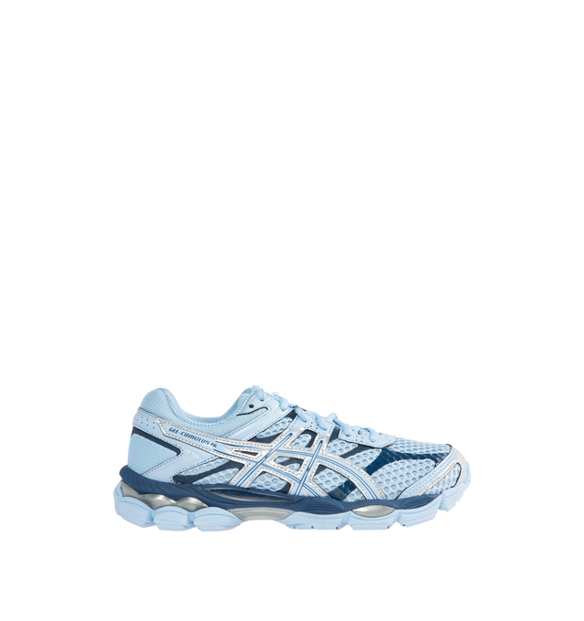 Image 1 of 5 - BLUE - ASICS Gel-Cumulus 16 Sneaker featuring breathable mesh underlays, 2010s design aesthetics, FLUIDRIDE technology, rearfoot and forefoot GEL technology and lace up closure.