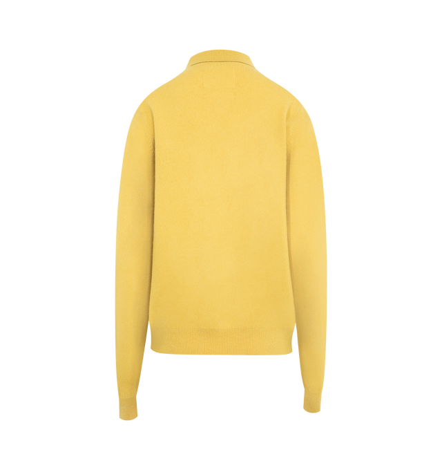 Image 2 of 2 - YELLOW - EXTREME CASHMERE Be For Sweater featuring reinvented classic polo-neck cashmere sweater with three buttons to close, rib knitted at neck, cuffs and hem and long sleeves. 89% cashmere, 10% nylon, 1% elastane.
