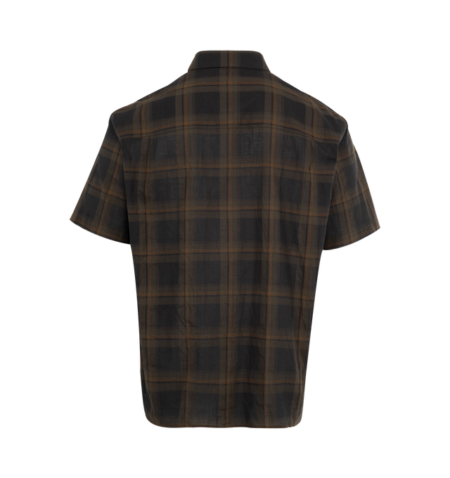 Image 2 of 2 - BROWN - SAINT LAURENT Tartan Shirt featuring short-sleeves, buttoned shirt made with certified cotton, a pointed collar and chest pocket. 100% cotton. Made in Italy.
