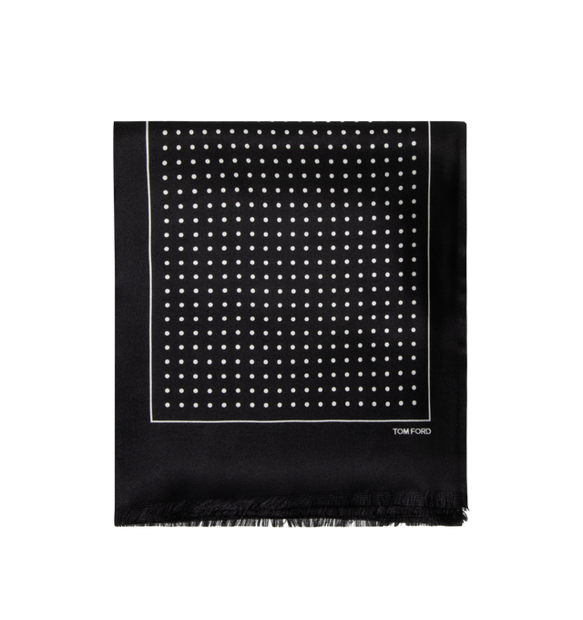 Image 1 of 2 - BLACK - TOM FORD Polka Dot Scarf featuring mulberry silk and a polka dot pattern. 100% mulberry silk. Made in Italy.
