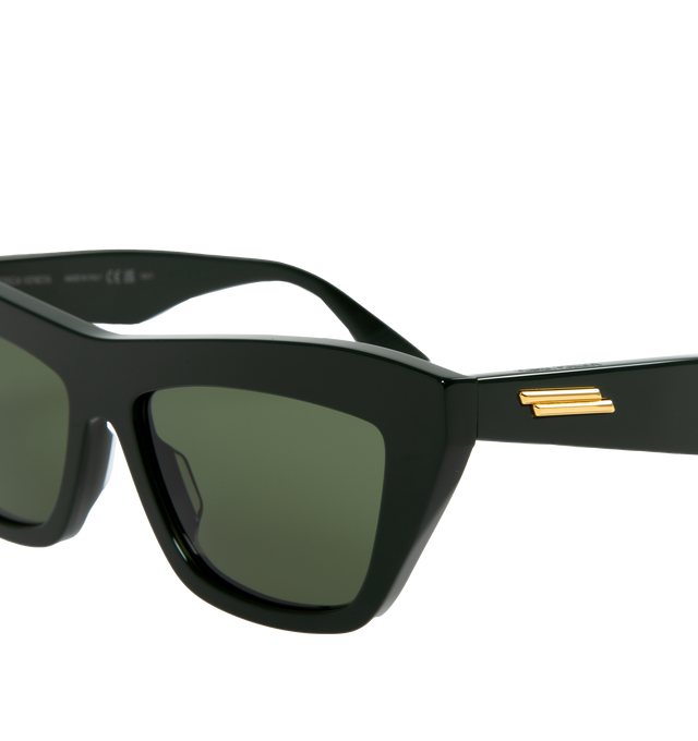 Image 3 of 3 - GREEN - BOTTEGA VENETA Cat Eye Sunglasses featuring acetate frame and gold-tone hardware at temples. Made in Italy. 