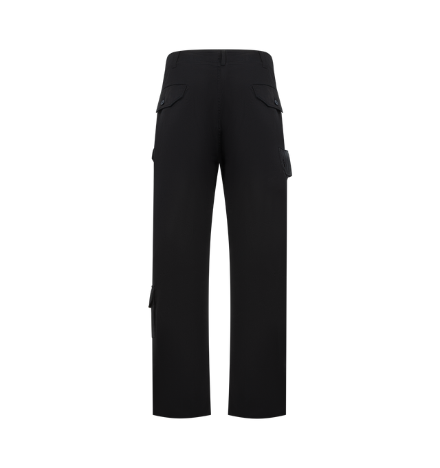 Image 2 of 3 - NAVY - ENGINEERED GARMENTS Flight Pant featuring a classic cargo pant, belt loops, concealed drawstring at the waistband and cuff, three-pocket styling, zip fly, flap pockets, patch pockets at the leg and pleats at the knees. 100% cotton. Made in the USA.