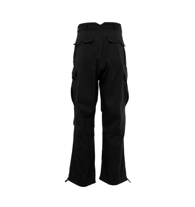 Image 2 of 4 - BLACK - RHUDE Four-Pocket Cargo Pants featuring belt loops, four-pocket styling, zip-fly, darts at legs, drawstring at cuffs, cargo pocket at outseams, logo-engraved silver-tone hardware. 100% polyester. Trim: 100% lyocell. Made in USA. 
