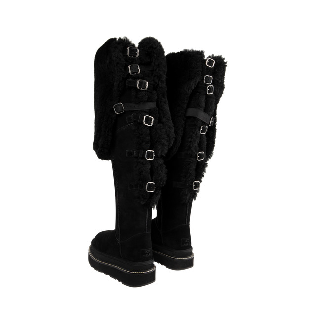 Image 3 of 4 - BLACK - UGG x sacai loafer designed for everyday wear, combines UGG's iconic premium  suede with sacai's unmistakable hybridized aesthetic. Upper is made with suede sourced from certified farms that practice regenerative agriculture upper. Midsole incorporates sugarcane EVA. Features Suede shaft, functional buckle, sugarcane EVA midsole, ibram XS Trek EvoVibram XS Trek Evo.