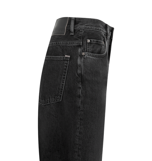 Image 3 of 3 - BLACK - ACNE STUDIOS 2022 Regular Fit Jeans featuring regular fit, high waist, wide leg, long length, 5-pocket construction and zipper fly. 100% cotton.