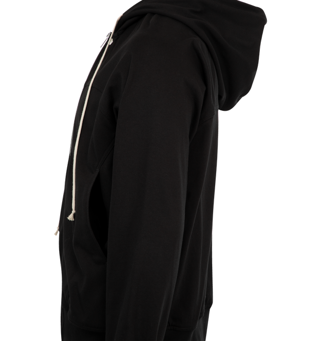 Image 3 of 3 - BLACK - RICK OWENS Windbreaker Hoodie featuring a paneled design, drawstrings at the hood, patch pockets at the waist, front zip closure and elasticized cuffs and hem. 100% cotton. Made in Italy.
