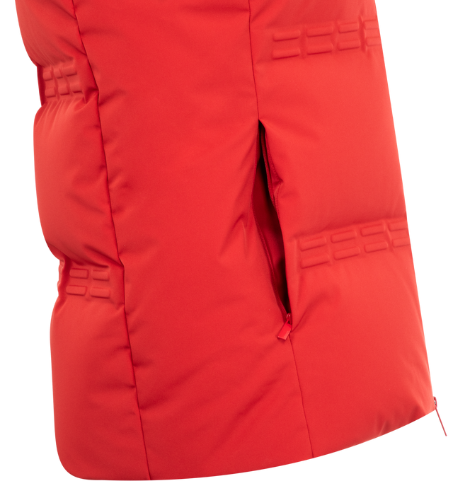Image 3 of 3 - RED - Moncler x A$AP Rocky Sparky Down Vest featuring 2L 4-way stretch nylon, nylon laqu lining, down-filled, zipper closure, zipped pockets, embossed details and logo patches. 87% polyamide/nylon, 13% elastane/spandex. Padding: 90% down, 10% feather.