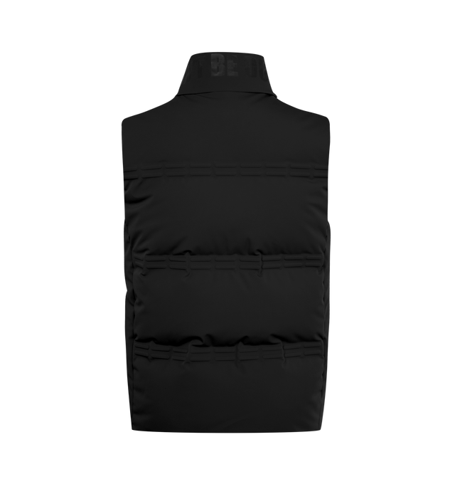 Image 2 of 3 - BLACK - Moncler x A$AP Rocky Sparky Down Vest featuring 2L 4-way stretch nylon, nylon laqu lining, down-filled, zipper closure, zipped pockets, embossed details and logo patches. 87% polyamide/nylon, 13% elastane/spandex. Padding: 90% down, 10% feather.