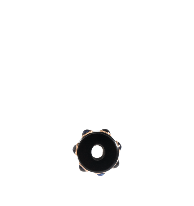 Image 3 of 3 - BLACK - DEZSO Short Bead with Kyanite featuring Blue Tiger Eye, kyanite set in 18k Rose Gold. 