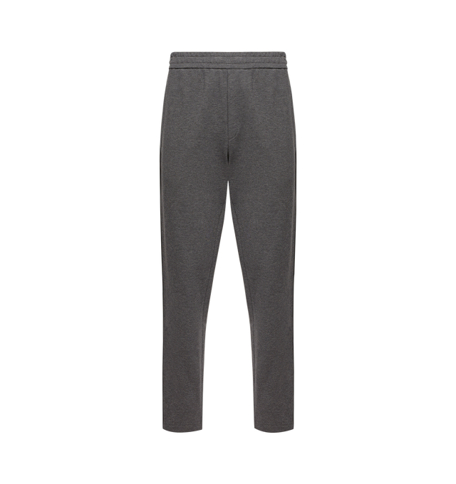 Image 1 of 1 - GREY - Moncler Mens Cotton Blend Double Jersey Pants are crafted from a cotton jersey. These designer jogger pants combine a soft, structured knit with a relaxed silhouette for elevated everyday wear. Main Material: Cotton.