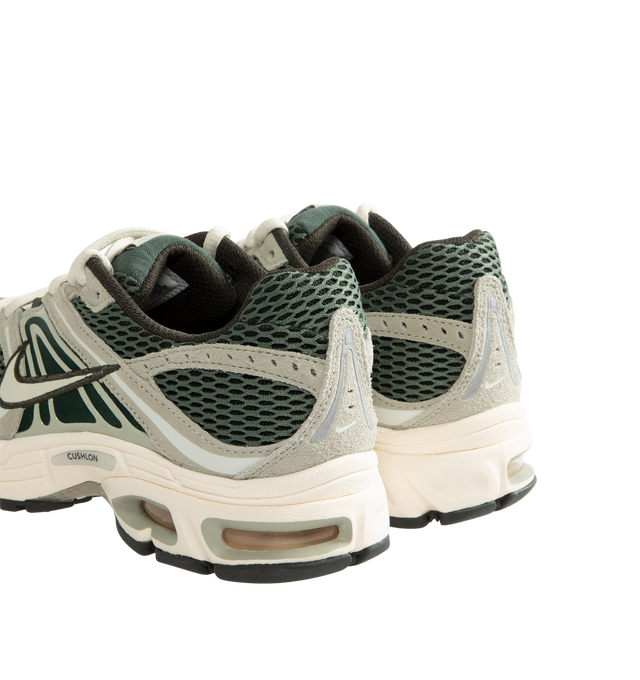 Image 3 of 5 - GREEN - Nike Air Max Moto 2K Sneakers feature a layered upper crafted from synthetic leather and textile with metallic accents for a modern, Y2K-inspired look. These performance-inspired lifestyle sneakers combine Max Air cushioning, a lightweight foam midsole, and a durable rubber outsole for all-day comfort and reliable traction. Main Material: Synthetic Leather and Textile. Midsole: Foam. Sole: Rubber.
