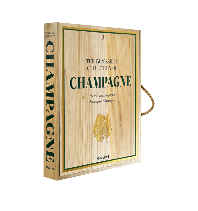 Image 1 of 4 - BROWN - ASSOULINE The Impossible Collection of Champagne, The 100 Most Exceptional Bottles from Champagne. Book by Enrico Bernardo Hardcover. Wooden clamshell case, 236 pages, over 200 illustrations, Approx. 20"L x 18"W x 3.2"D. Made in Italy.