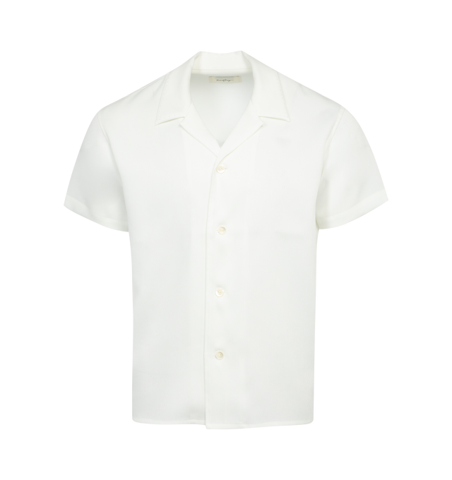 Image 1 of 2 - WHITE - SECOND LAYER Avenue Short Sleeve Shirt featuring classic camp collar, front button closure with pearl buttons and short sleeves. Poly blend. 