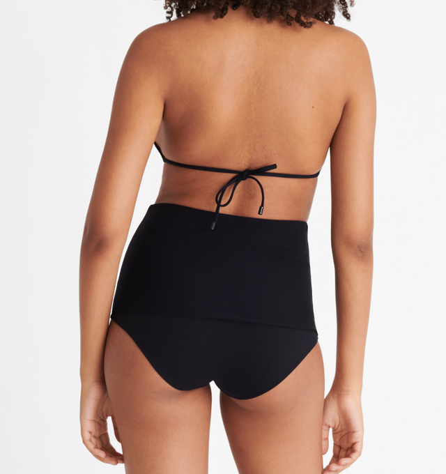 Image 6 of 8 - BLACK - ERES Energy Small Triangle Bikini Top featuring small triangle bikini top, multi-position and adjustable and sliding spaghetti straps (halter tie straight or crossed in the front) with branded tips. 84% Polyamid, 16% Spandex. Made in Morocco.  