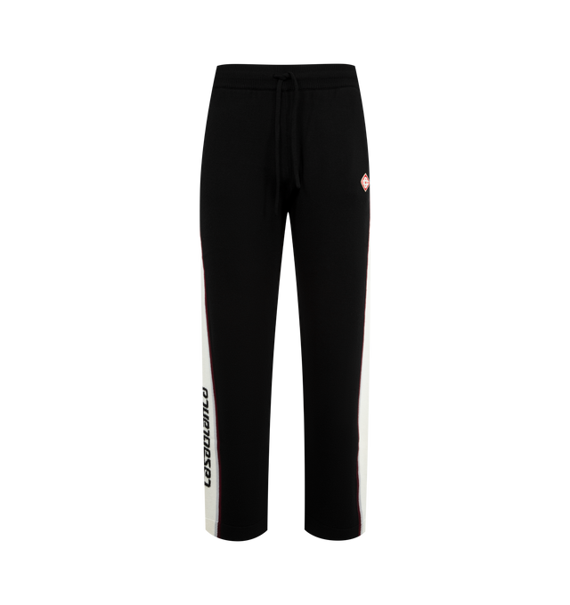 Image 1 of 4 - BLACK - CASABLANCA Stripe Merino Knit Trousers featuring a textured knit construction, refined tailoring, an elasticated waistband and relaxed silhouette. 100% merino wool.