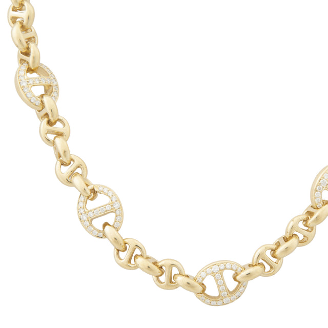 Image 2 of 3 - GOLD - Hoorsenbuhs Open Link Necklace is crafted from 18K yellow gold and features a 5 mm open-link chain with five 10 mm diamond stations. Length: 16". For personal consultation and detailed information about jewelry, please contact our dedicated stylist team at personalshopping@hirshleifers.com.This item may be restricted for online purchase to international clients. For assistance purchasing this item please contact our dedicated stylist team at personalshopping@hirshleifers.com.