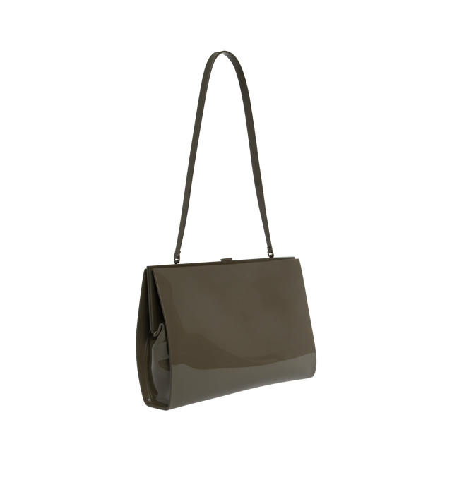Image 2 of 3 - GREY - SAINT LAURENT Le Anne-Marie Bag featuring embossed logo, sliding clasp closure, leather shoulder strap and one flat pocket. 11.4" X 8.5" X 2.8". 100% polyurethane. Made in Italy.  