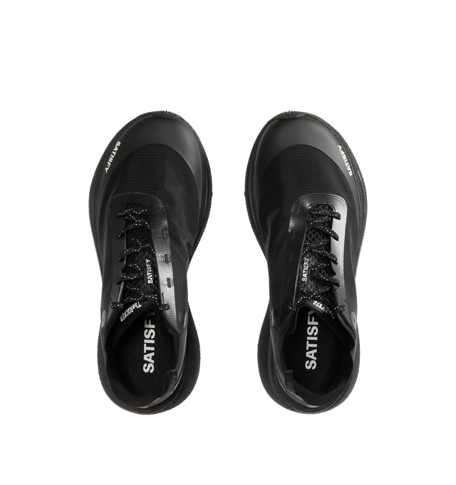 Image 5 of 5 - BLACK - SATISFY The Rocker Sneaker featuring Rippy 66 mesh upper with Vibram rubber sole, asymmetrical lace-up front, Cushioned Euforia Super Foam footbed, TuneLug outsole for enhanced grip, control, and edge hold on technical descents, Rippy 66 monomesh for strength, durability, breathability, and resilience, notched, textured laces and back pull tab.