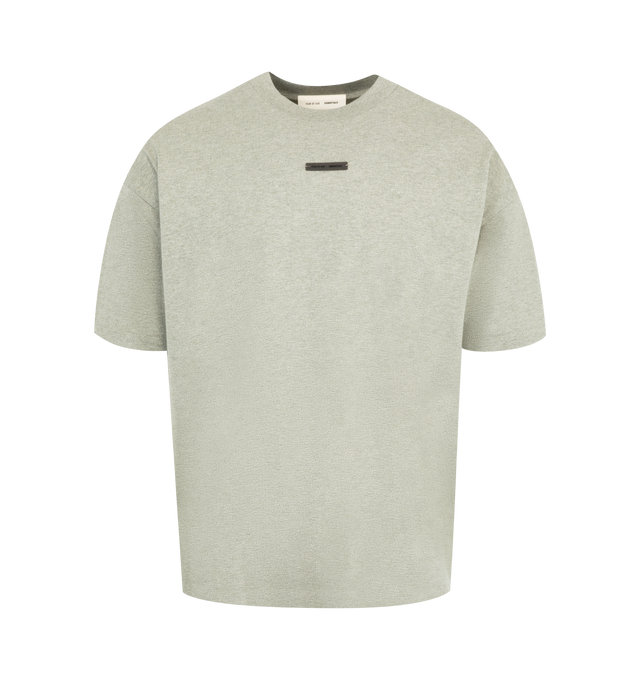 Image 1 of 2 - GREY - FEAR OF GOD ESSENTIALS Classic Tee is made from medium-weight 100% cotton jersey featuring rib-knit crewneck, classic fit with signature Fear of God relaxed proportions, branding includes a Fear of God Essentials translucent rubberized label at the center front and a new "Essentials Fear of God" beveled metallic logo across the back. 100% cotton.