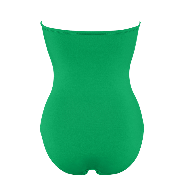Image 2 of 6 - GREEN - ERES Cassiope One-Piece Bustier Swimsuit featuring bust shirring at front and sides, U-shaped metal link between cups and gripper tape. Main: 84% Polyamid, 16% Spandex. Second: 68% Polyamid, 32% Spandex. Made in Italy. 