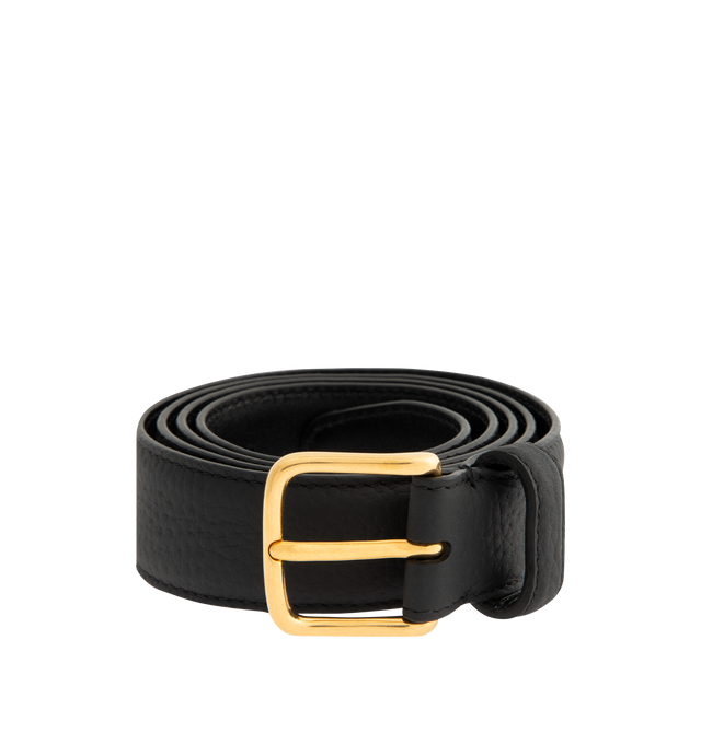 Image 1 of 2 - BLACK - THE ROW Classic Belt featuring slim belt in smooth calfskin leather with metal buckle and fixed loop. 100% calfskin leather. Made in Italy.