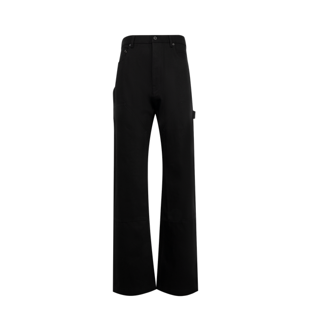 Image 1 of 3 - BLACK - Rick Owens DRKSHDW Geth Pant featuring concealed front button closure, belt loops, logo detail, five pockets and a Double Knee reinforcement. 100% cotton. Made in Japan.