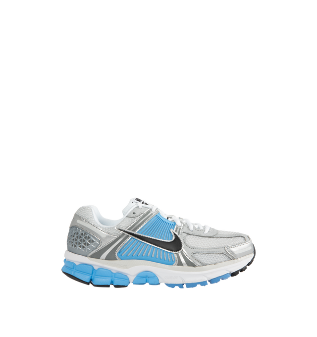 Image 1 of 5 - BLUE - NIKE Zoom Vomero 5 Sneaker featuring synthetic leather on the upper, mesh panels and ventilation ports on the heel, snappy and responsive, Zoom Air cushioning, plastic caging on the side, rubber outsole and reflective details.