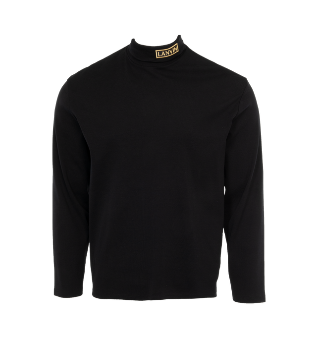 Image 1 of 3 - BLACK - LANVIN LAB X FUTURE Jersey Turtleneck Top featuring long sleeves, high neck and logo embroidered on neck. 100% cotton.  