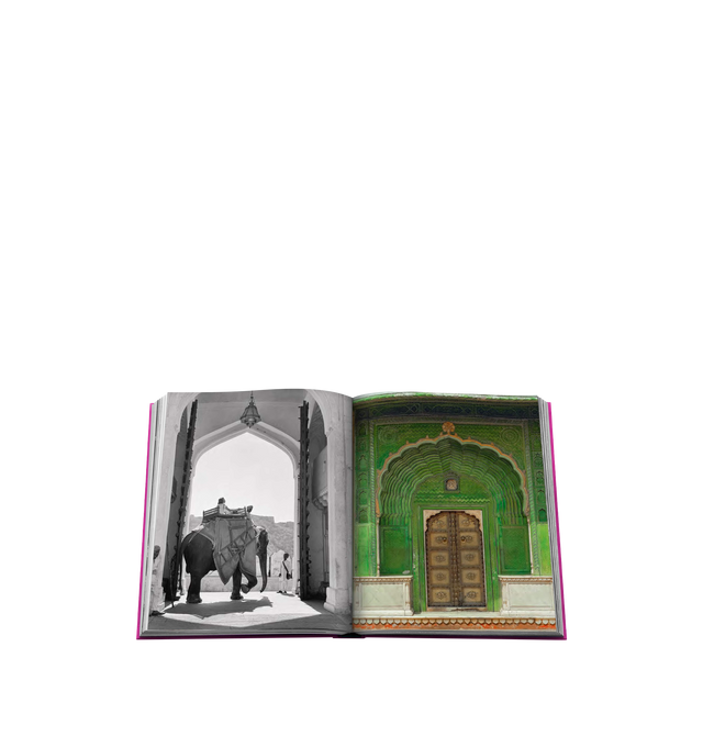 Image 4 of 4 - PINK - Assouline Books Jaipur Splendor by Mozez Singh. Linen hardcover book with 304 pages featuring over 200 illustrations. Language: English. Dimensions: W 10 x L 13 x D 1.5. Jaipur, the capital of Rajasthan, is a vibrant city steeped in the history of maharajas, queens, and emperors. Known as the "Pink City," it boasts lively bazaars, delicious street food, and skilled artisans, making it a dazzling blend of old-world charm and modern energy.