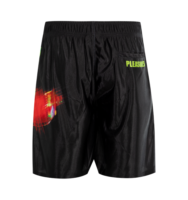 Image 2 of 4 - BLACK - PLEASURES X DAFT PUNK Dazzle Sport Short featuring elasticized waist, side pockets, back patch pocket and sublimated print. 100% polyester.